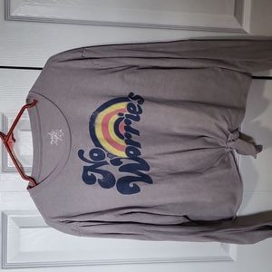 Long sleeve grey waist length lightweight shirt